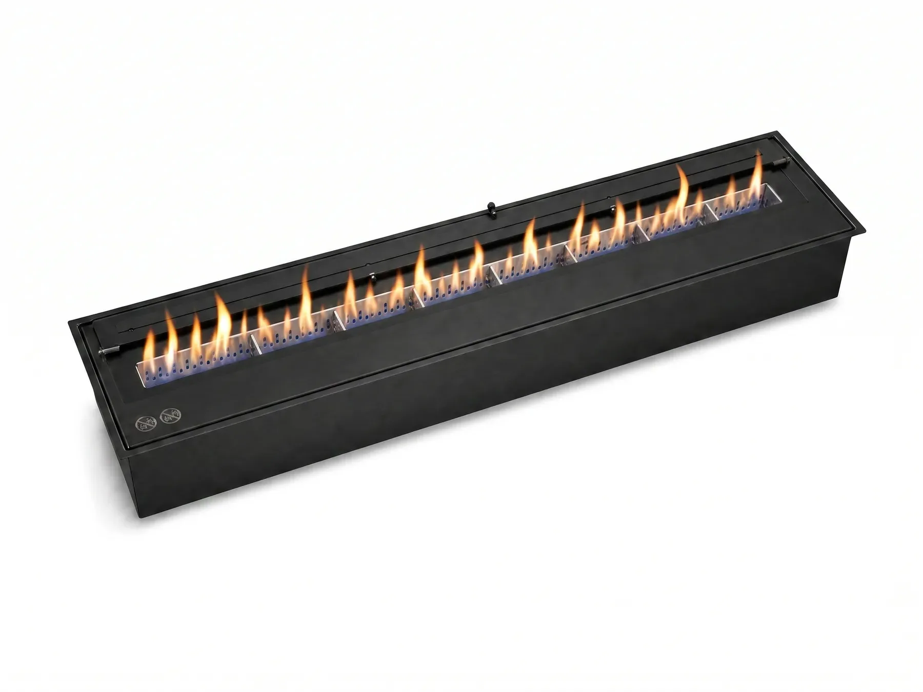 Kompletter manueller SEFIRE Ethanolbrenner mit Klappdeckel und realer Flamme